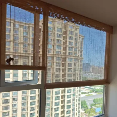No-Drill Japanese-Style Bamboo Roller Blind for Shading